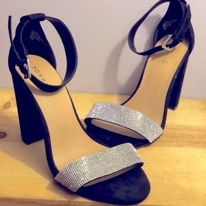 Black rhinestone heels